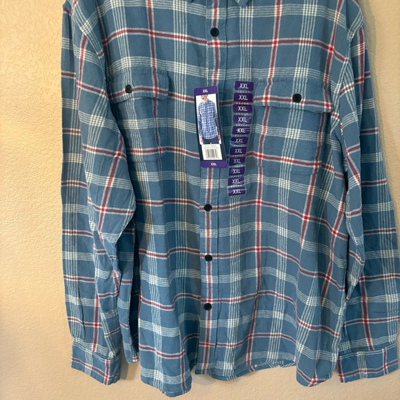 NWT Lucky Brand Men's Shirt Blue Red Plaid Soft Cotton Button-Down Classic Fit - Picture 3 of 11